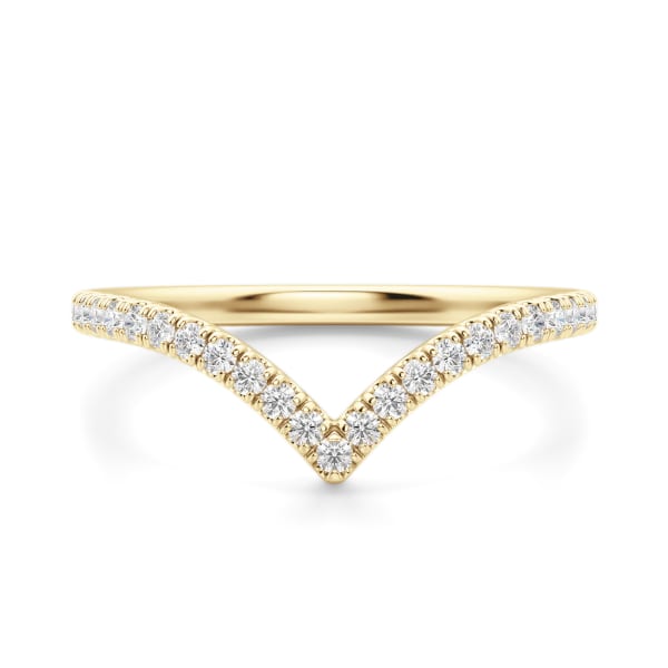 Lux Chevron Accented Band Ring Size 8.25 14K Yellow Gold Lab Grown Diamond, Default,