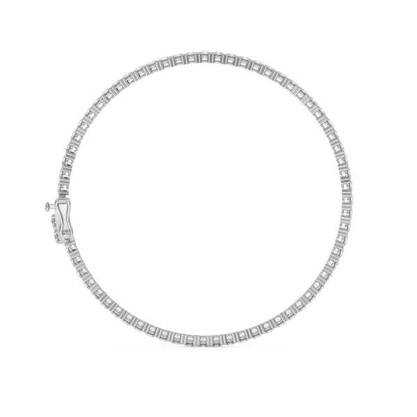 4 Prong Round Cut Tennis Bracelet 5.00 Cttw DEW 14K White Gold Nexus Diamond Alternative, Hover, 