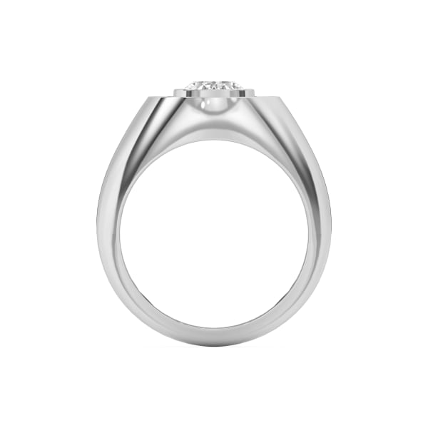Men's Oval Shaped Classic Comfort Fit Class Ring, Hover, 14K White Gold,
