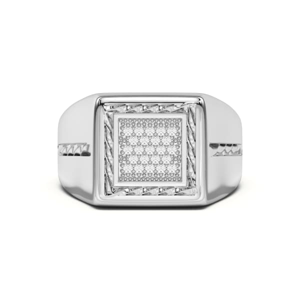 Men's Square Shaped Rope Effect Comfort Fit Ring, Default, 14K White Gold,