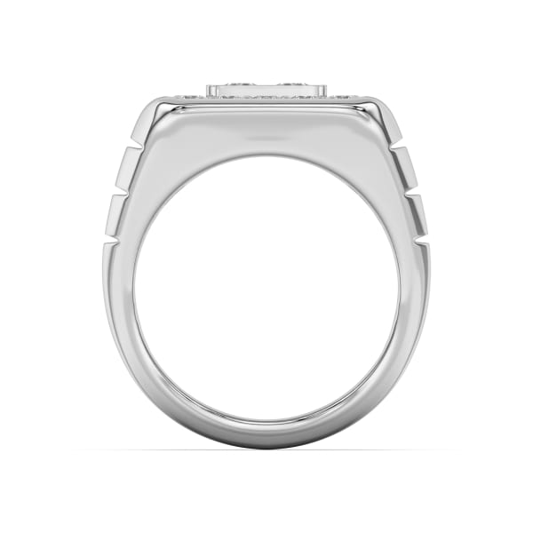 Men's Rounded Square Shaped Classic Comfort Fit Ring, Hover, 14K White Gold,