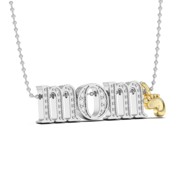 Mom Pendant with Little Toe Charm in 14K Gold, Hover, 14K White Gold,