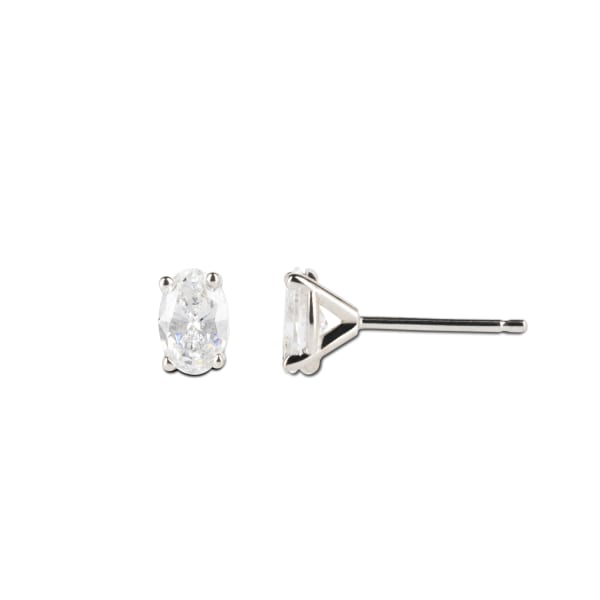 Martini Set, Tension Back Earrings With 0.75 Tcw Oval Centers DEW, 14K White Gold, Nexus Diamond Alternative, Hover,