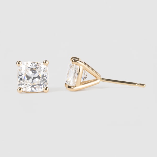 Martini Set, Tension Back Earrings With 3.00 Tcw Cushion Centers DEW, 14K Yellow Gold, Moissanite, Hover,