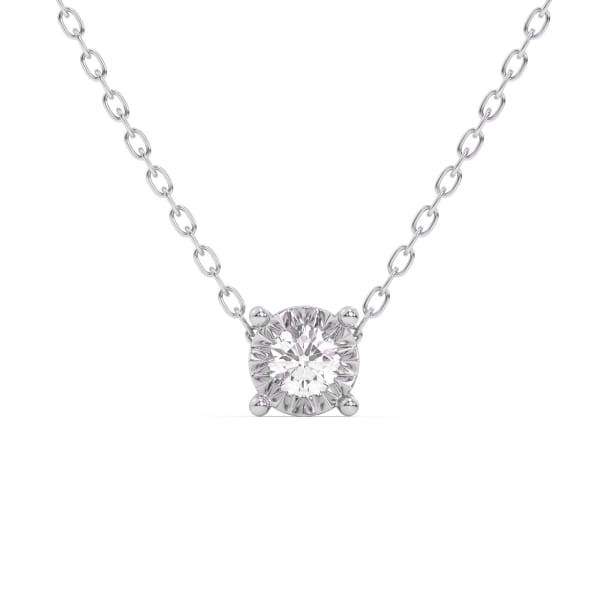 Miracle Plate Solitaire Illusion Pendant, Lab Grown Diamond, Default, 14K White Gold