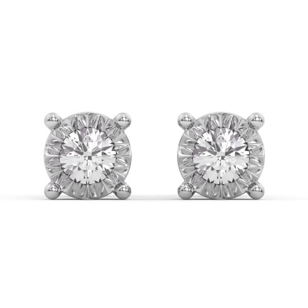  Miracle Plate Illusion Stud Earrings, 0.12 Ct. Tw, Lab Grown Diamond, Default, 14K White Gold