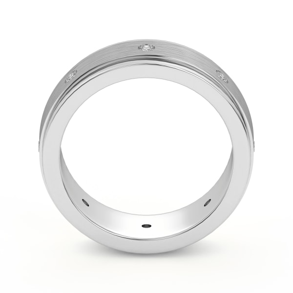 Flat Accented Wedding Band, Hover, 14K White Gold,