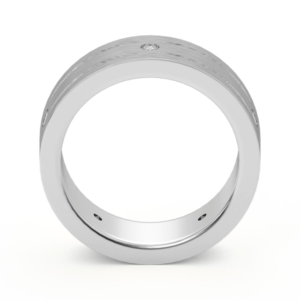 Double Grooved Accented Wedding Band, Hover, 14K White Gold,
