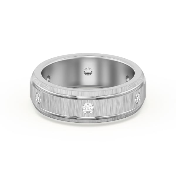 Edged Channel Accented Wedding Band, Default, 14K White Gold,