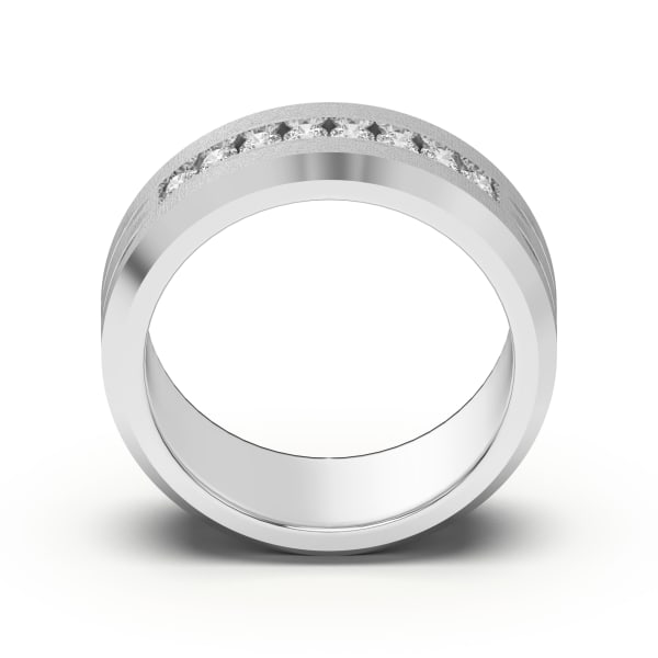 Eight Channel Accented Wedding Band, Hover, 14K White Gold,