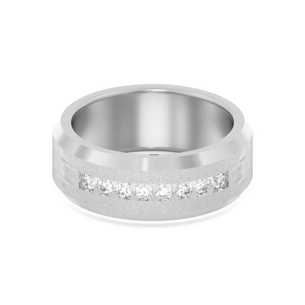 Eight Channel Accented Wedding Band, Default, 14K White Gold,