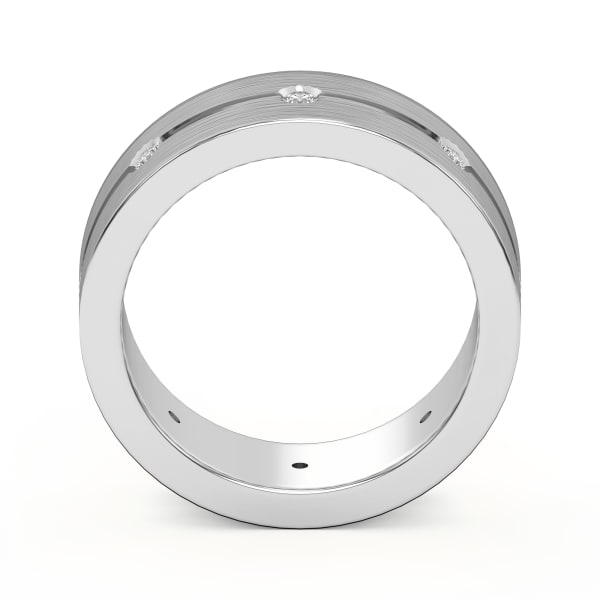 Flat Accented Channel Wedding Band, Hover, 14K White Gold,
