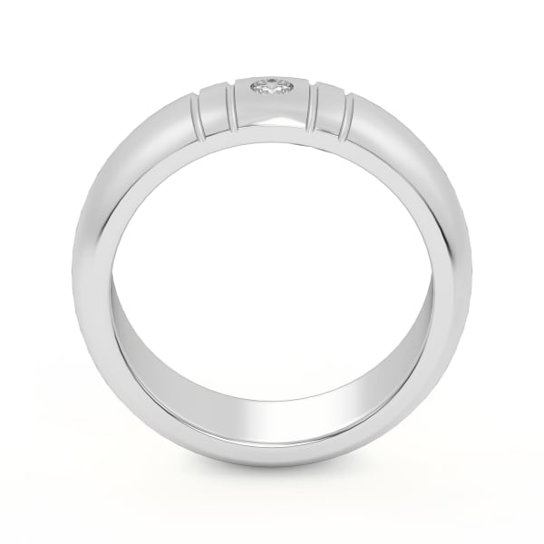 Solitaire Dome Wedding Band, Hover, 14K White Gold,