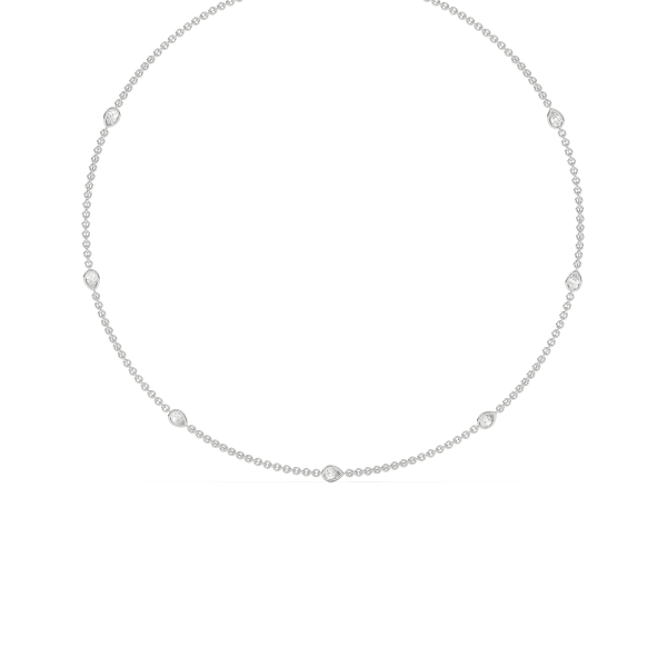 7 Stone Diamond By the Yard Necklace with Pear Shaped Stations, Hover, 14K White Gold,