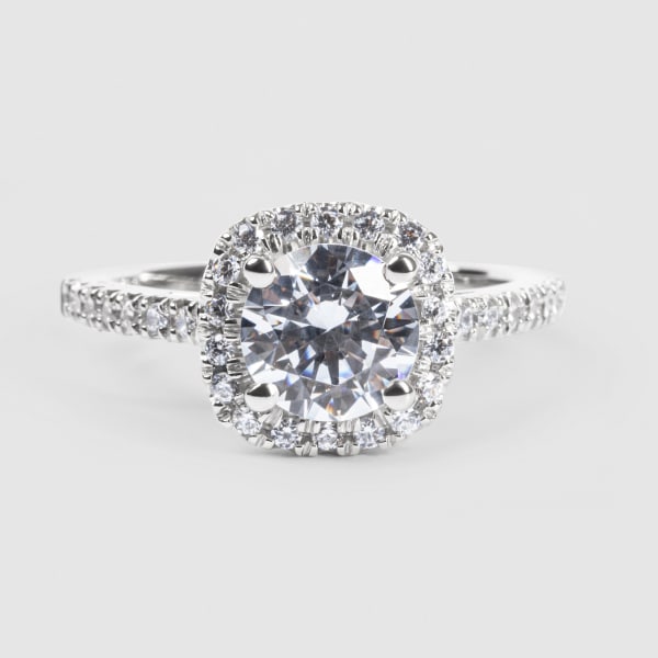 Naples Engagement Ring With 2.00 ct Round Center DEW Ring Size 6.5-8 14K White Gold Nexus Diamond Alternative, Default,