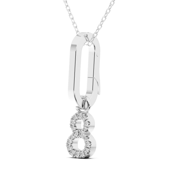 "8" Number Pendant In Lab Grown Diamonds Set In 14K Gold, Hover, 14K White Gold,