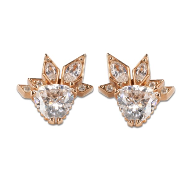 Orenda Asymmetrical Stud Earrings 14K Rose Gold Nexus Diamond Alternative, Default,