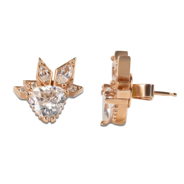 Orenda Asymmetrical Stud Earrings 14K Rose Gold Nexus Diamond Alternative, Hover,