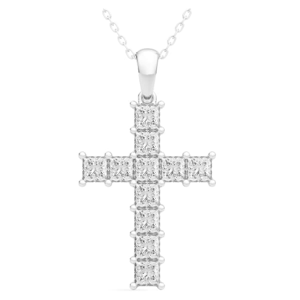 Princess Cross Pendant, Default, 14k White Gold, 