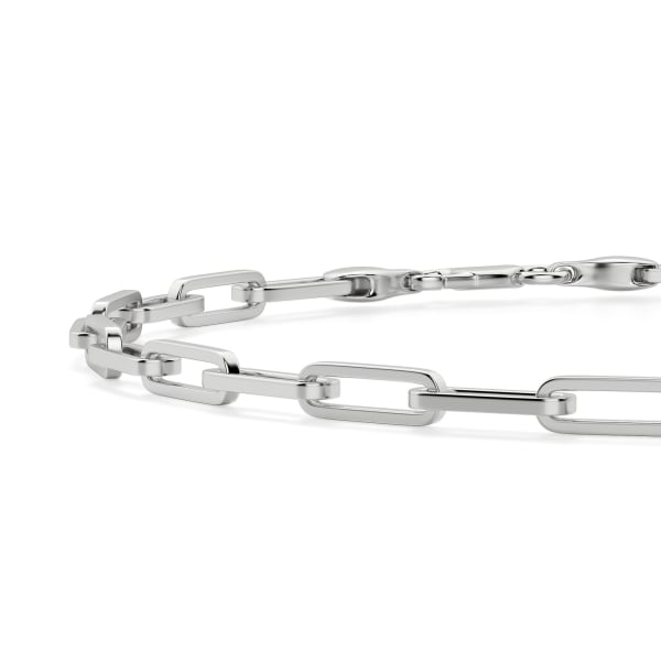 Paper Clip Cable Chain Bracelet, Hover, Sterling Silver, 