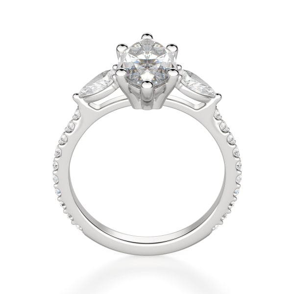 Pear Side Stone Accented Marquise Cut Engagement Ring, Hover, 14K White Gold, Platinum