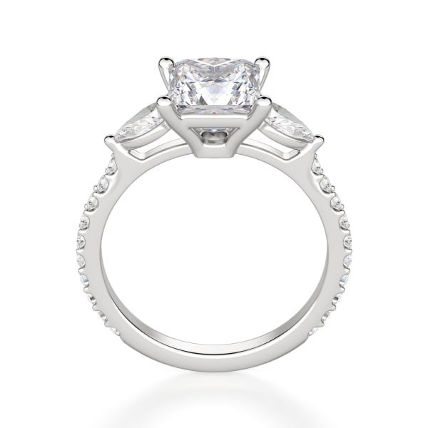 Pear Side Stone Accented Princess Cut Engagement Ring, Hover, 14K White Gold, Platinum