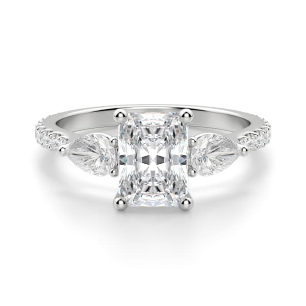 Pear Side Stone Accented Radiant Cut Engagement Ring, Default, 14K White Gold, Platinum
