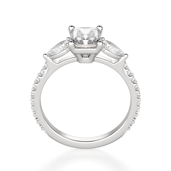 Pear Side Stone Accented Radiant Cut Engagement Ring, Hover, 14K White Gold, Platinum
