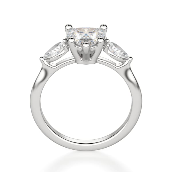 Pear Side Stone Classic Heart Cut Engagement Ring, Hover, 14K White Gold, Platinum