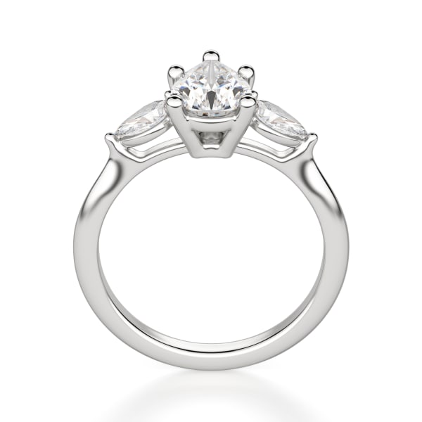 Pear Side Stone Classic Pear Cut Engagement Ring, Hover, 14K White Gold, Platinum