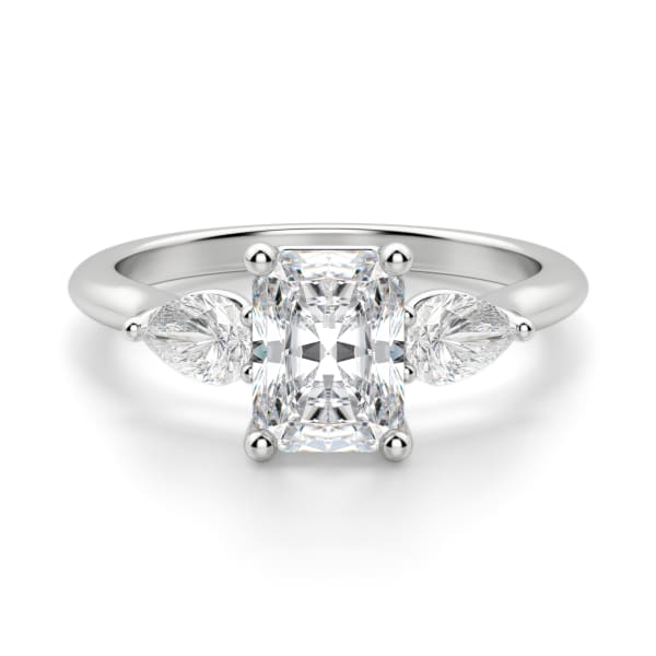 Pear Side Stone Classic Radiant Cut Engagement Ring, Default, 14K White Gold, Platinum
