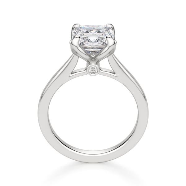 Peek-A-Boo Solitaire Cushion Cut Engagement Ring, Hover, 14K White Gold, Platinum