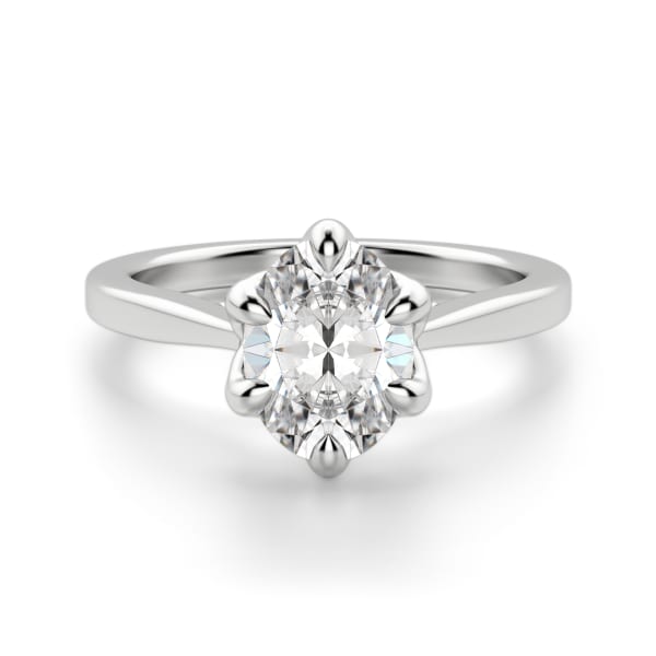 Peek-A-Boo Solitaire Engagement Ring With 1.00 ct Oval Center DEW Ring Size 7 14K White Gold Moissanite, Default, 14K White Gold,