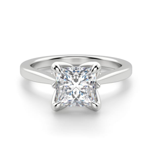 Peek-A-Boo Solitaire Princess Cut Engagement Ring, Default, 14K White Gold, Platinum