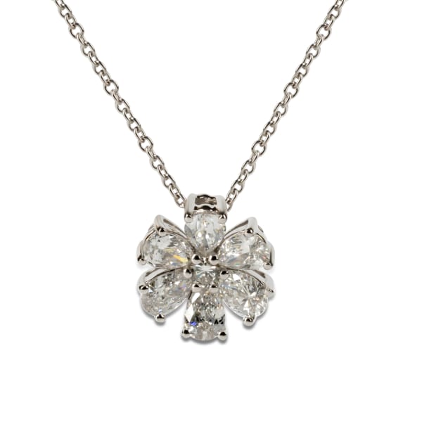 Flower Petal Necklace, 14K White Gold, Lab Grown Diamond, Default, Hover,