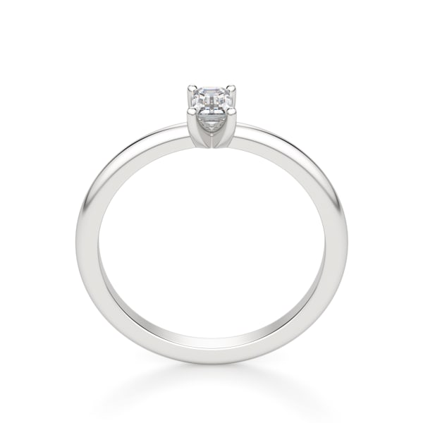 Emerald Cut Petite Ring, Hover, 14K White Gold,