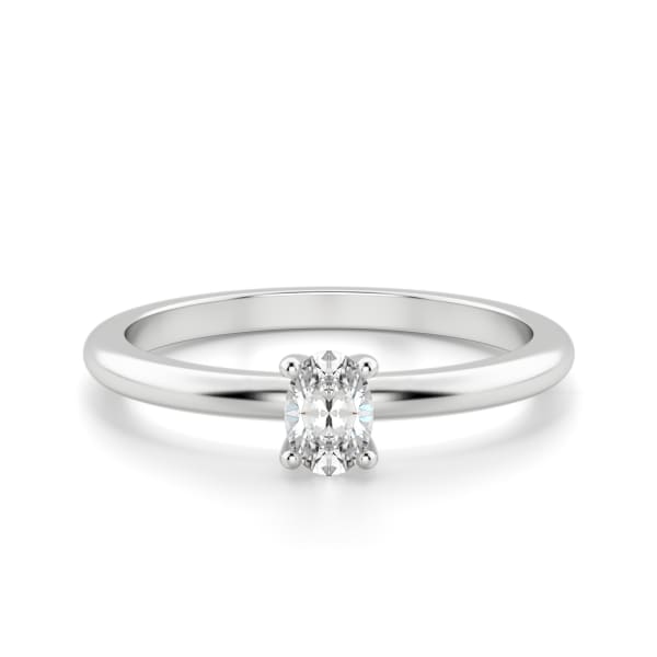 Oval Cut Petite Ring, Default, 14K White Gold,