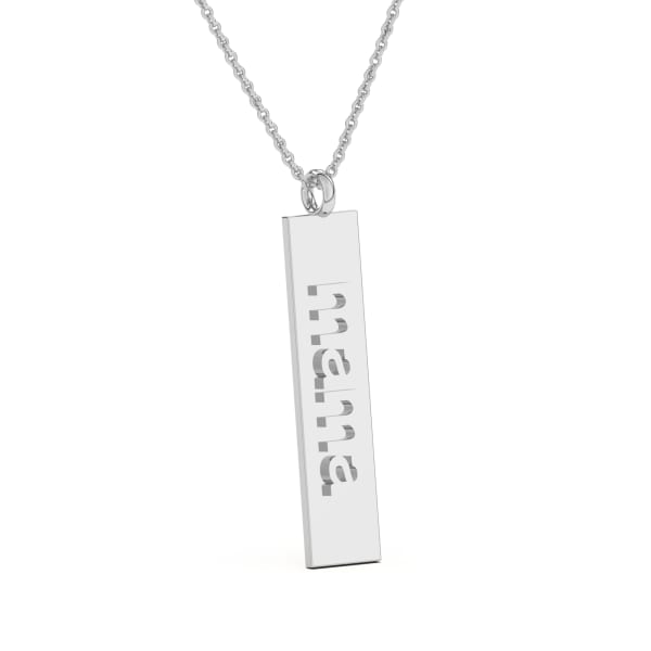 MAMA Nameplate Necklace Pendant in 14K Gold, Hover, 14K White Gold,