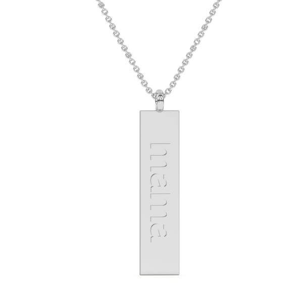 MAMA Nameplate Necklace Pendant in 14K Gold, Default, 14K White Gold,