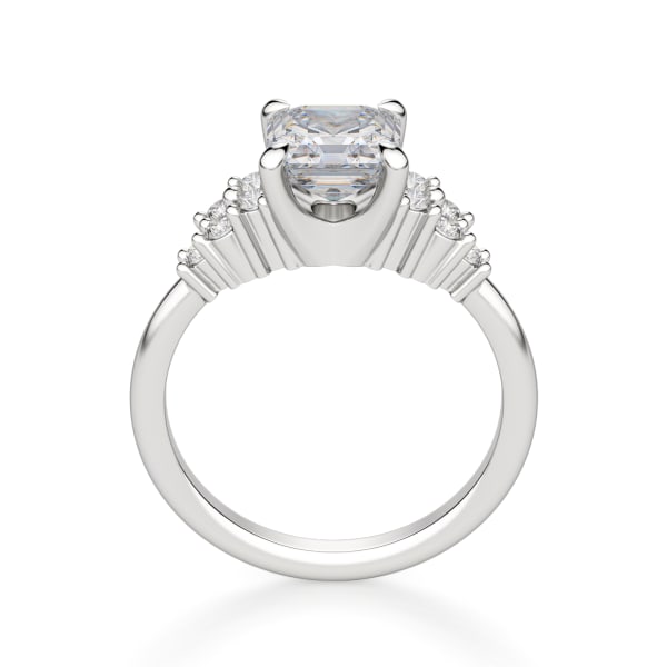 Plumeria Engagement Ring With 1.00 Ct Asscher Center DEW Ring Size 6-8 14K White Gold Moissanite , Hover,