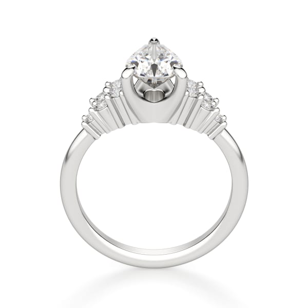Plumeria Pear Cut Engagement Ring, Hover, 14K White Gold,