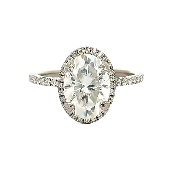 Prague Engagement Ring With 3.50 ct Oval Center DEW Ring Size 9.5 14K White Gold Moissanite, Default,