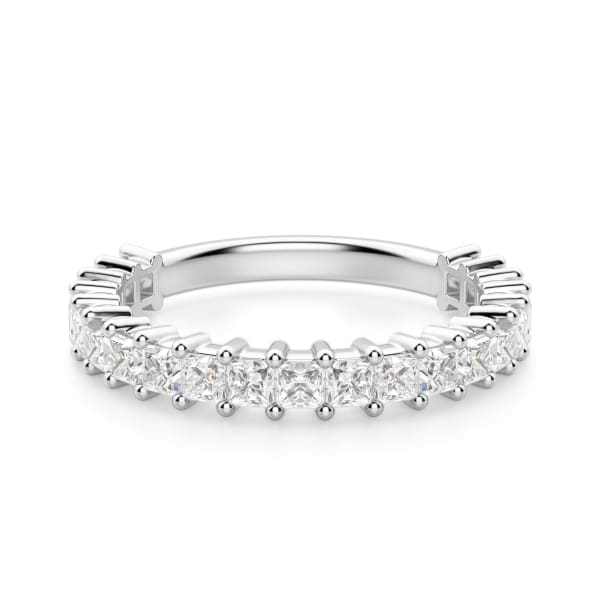 Princess Cut Semi-Eternity Band 1 1/4 Tcw DEW Ring Size 7 14K White Gold Nexus Diamond Alternative, Default,