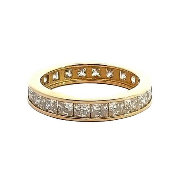 Princess Cut Channel Set Eternity Band 3 3/4 Cttw Ring Size 8.5 14K Yellow Gold Moissanite, Default, Hover,