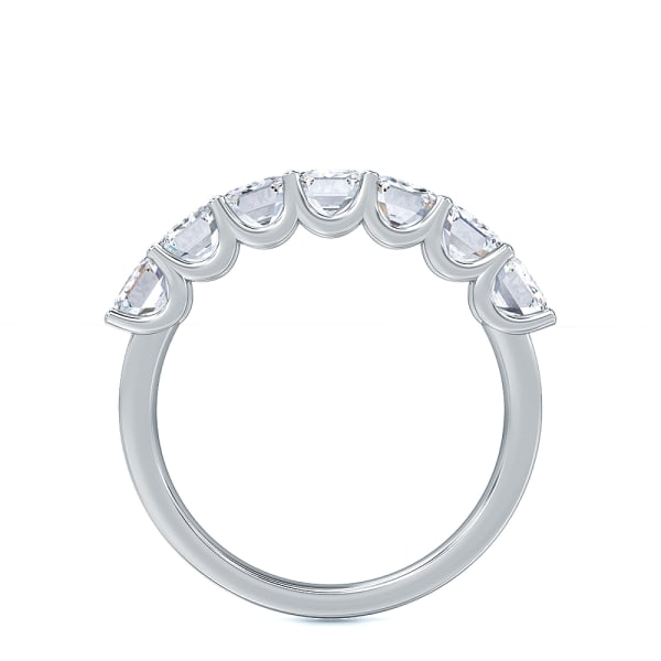Straight 7 Stone Emerald Semi-Eternity Band, 1 1/2 Tcw, Ring Size 7, 14K White Gold, Lab Grown Diamond, Hover, 14K White Gold,