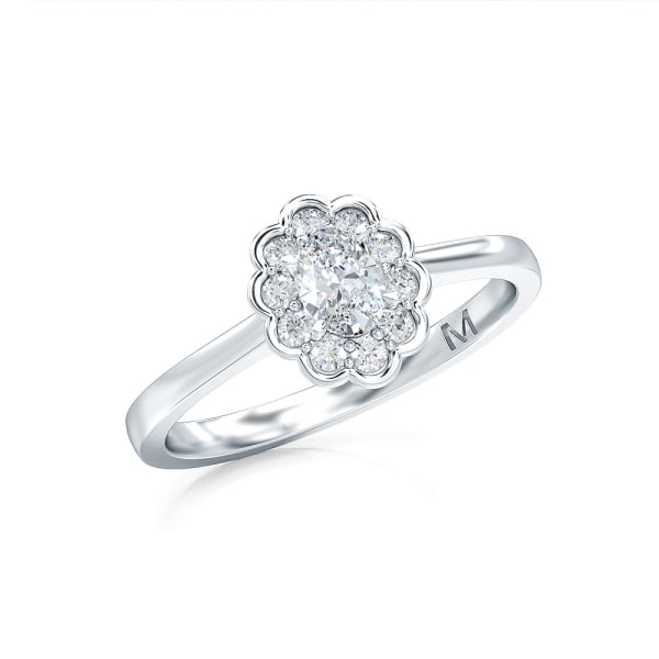 Oval Shape Flower Cluster Ring, 1 Tcw, Ring Size 7, 14K White Gold, Lab Grown Diamond, Default, 14K White Gold,