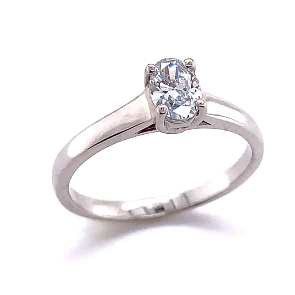 Plain Oval Solitaire Hump Ring With 1/2 ct Oval Center, Ring Size 7, 14K White Gold, Lab Grown Diamond, Default, 14K White Gold,