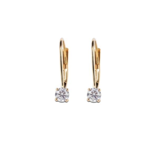 Renee Earrings With 0.50 Tcw Round Centers DEW, 14K Yellow Gold, Moissanite, Default, 