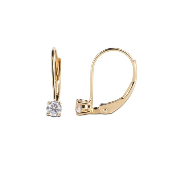Renee Earrings With 0.22 Tcw Round Centers DEW, 14K Yellow Gold, Nexus Diamond Alternative, Hover,