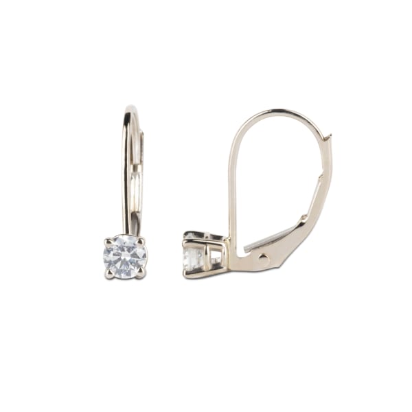 Renee Earrings With 0.30 Tcw Round Centers DEW, 14K White Gold, Nexus Diamond Alternative, Hover,